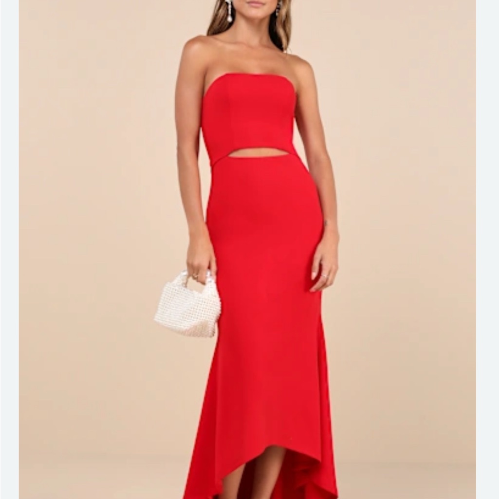 Lulu's Vibrant Red Strapless Dress